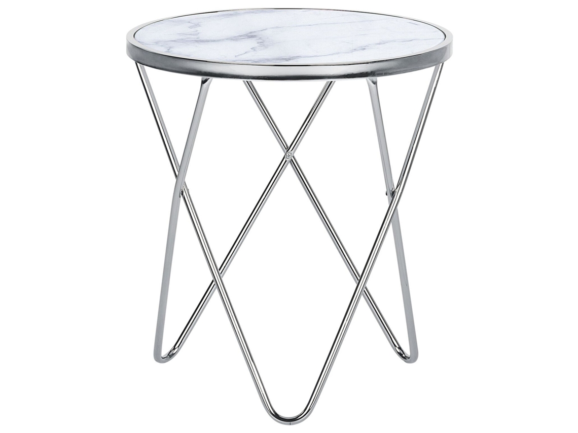 Mesa de centro BELIANI Meridian de Vidrio templado Blanco 50x50x55