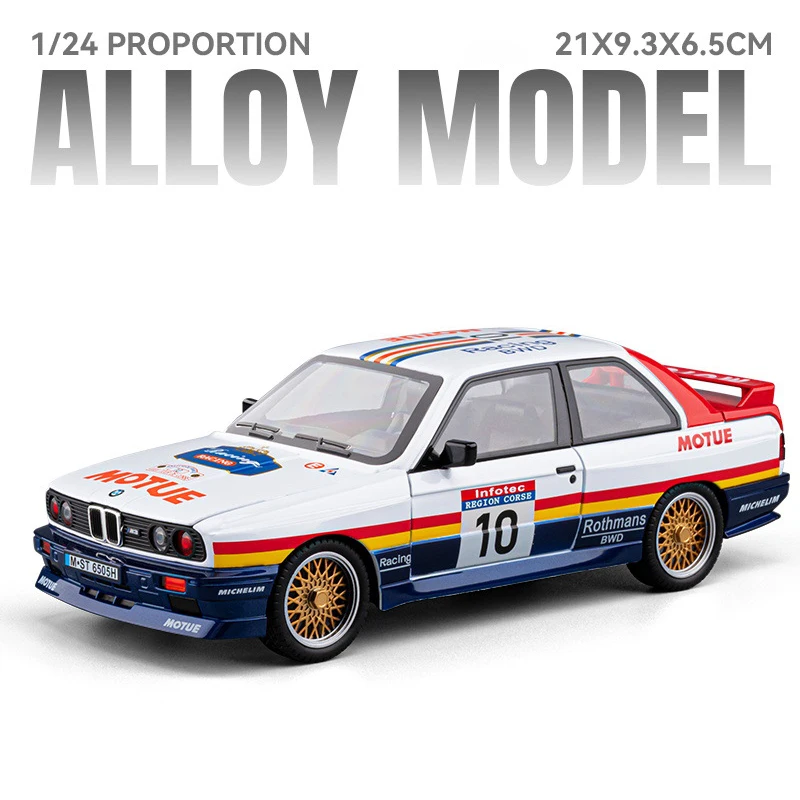 (blanco Y Azul) Coche De Juguete Modelo Supercar De Aleación A Escala 1:24, Modelo De Coche De Metal Fundido A Presión Con Sonido Y Luz.