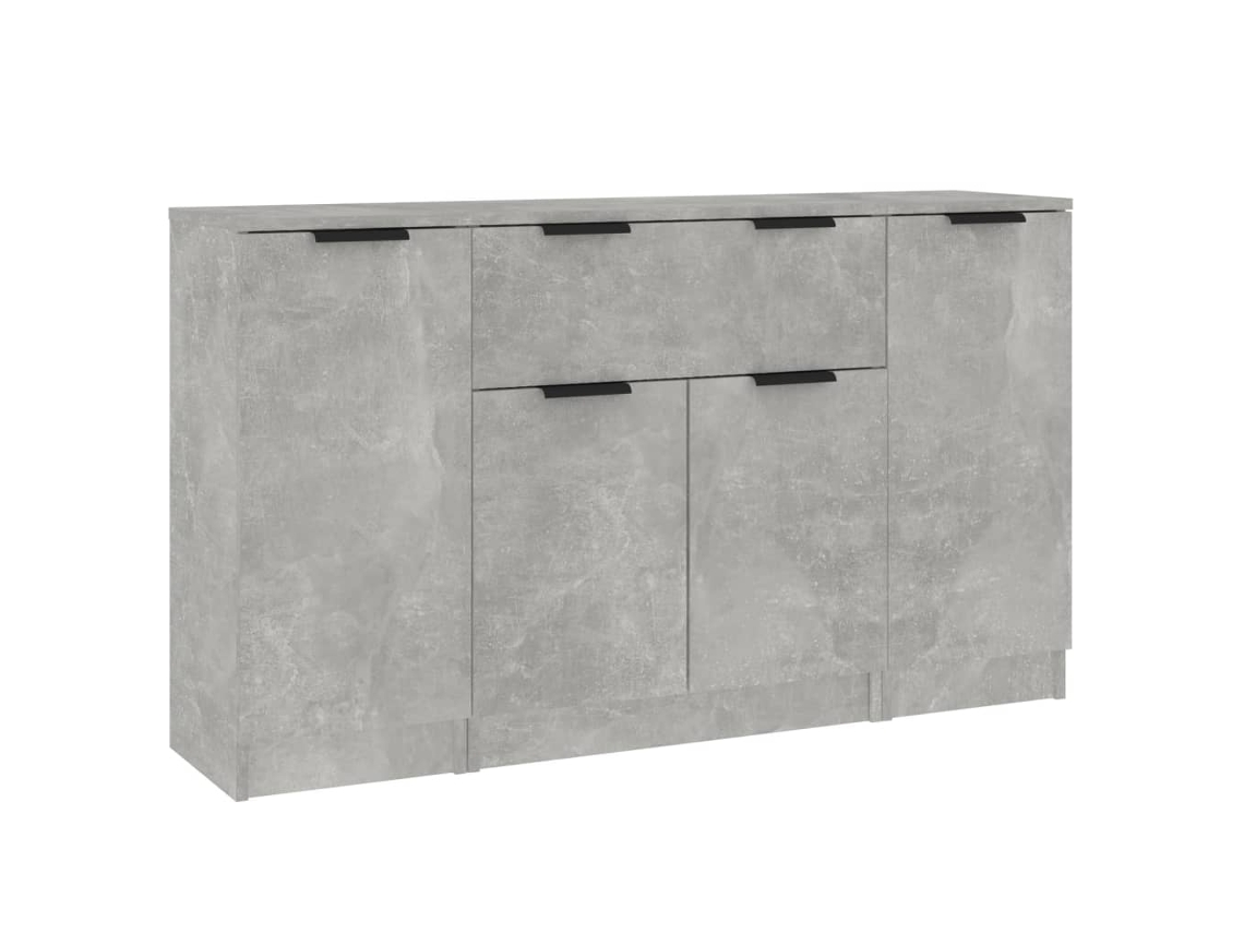 Conjunto 3 Aparadores VIDAXL madera contrachapada gris cemento