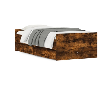 Estructura de cama con cajones VIDAXL roble ahumado (90x190 cm)