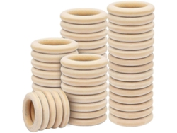 100 Anillos De Madera Natural De 55 Mm Para Manualidades Y Creación De Joyas Diy.
