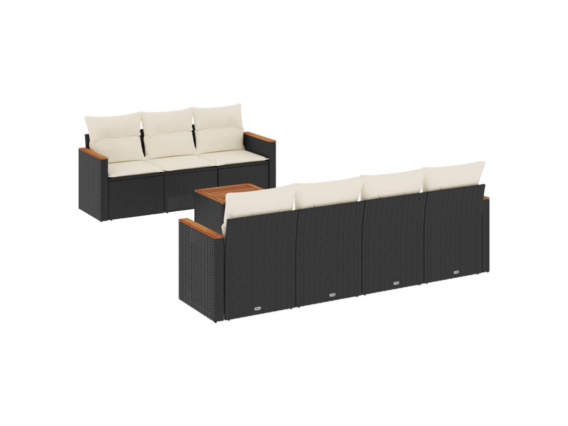 Maison Exclusive - Set De Sofás De Jardín 8 Piezas Y Cojines Ratán Sintético Negro