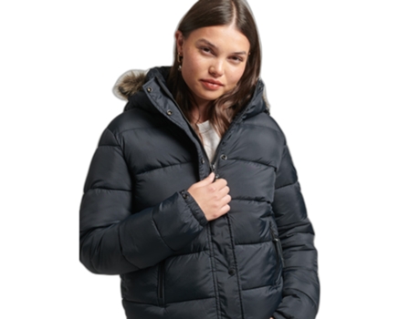 Abrigo para Mujer SUPERDRY (L - Poliéster - Negro)