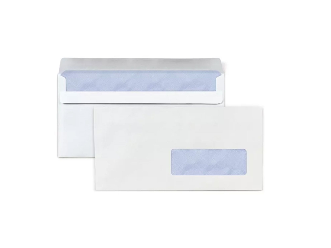 10 Sobres De Papel Blanco Con Una Ventana De 11 X 22 Cm YOUDOIT