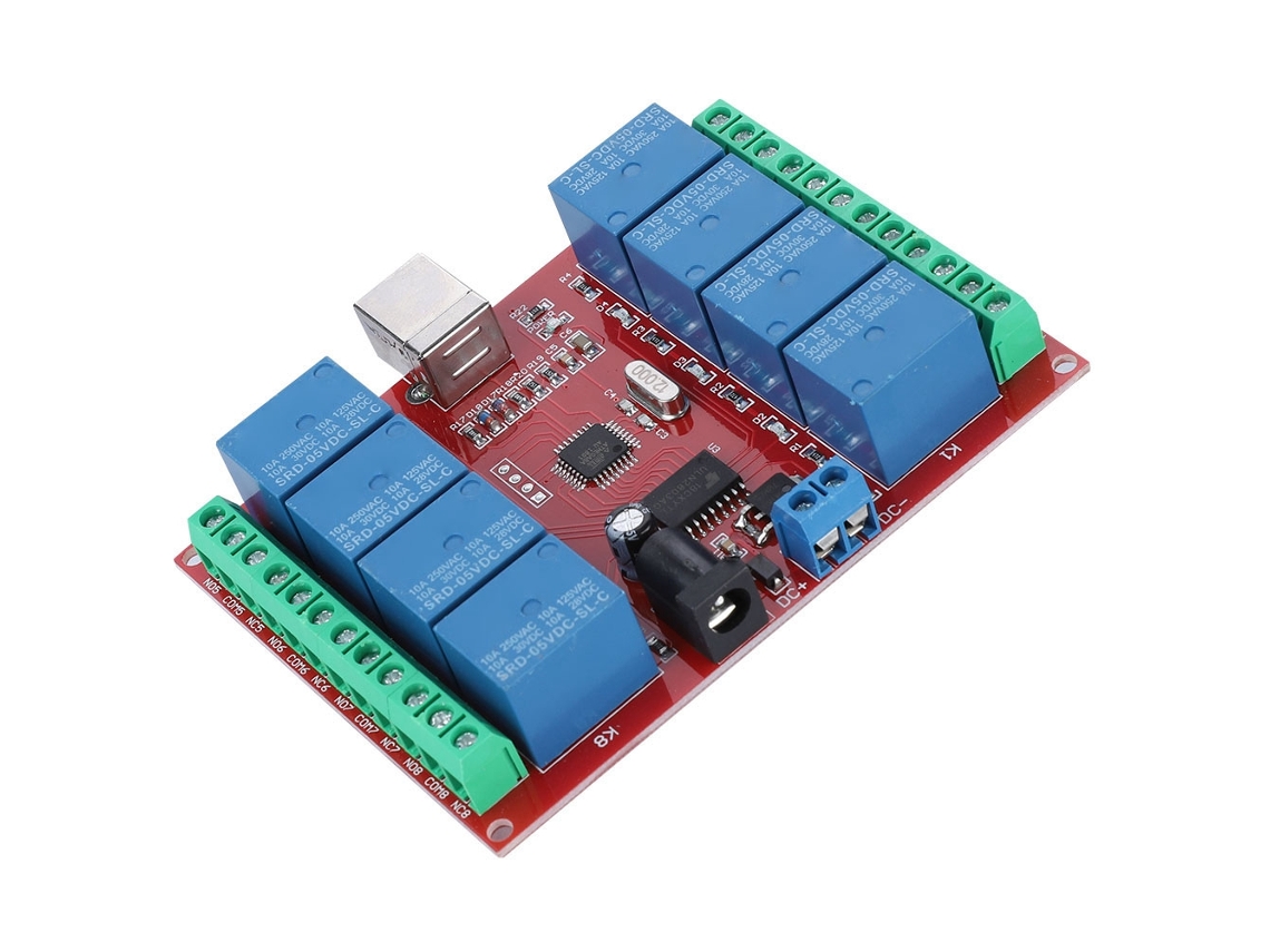 Módulo de relé de control inteligente USB para computadora (8 canales, 5 V)