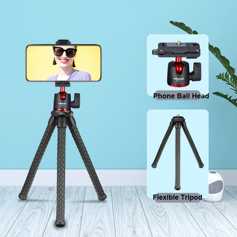 Trípode flexible MT-11 para celulares y DSLR, con control remoto y patas mini-pulpo para iPhone 13/14 Pro Max