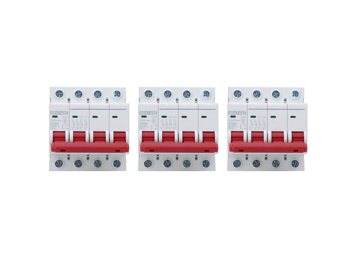 3pcs Interruptor Dz47-63z Cc1000v 4p 40a Protector De Circuito Mcb Para Fotovoltaica