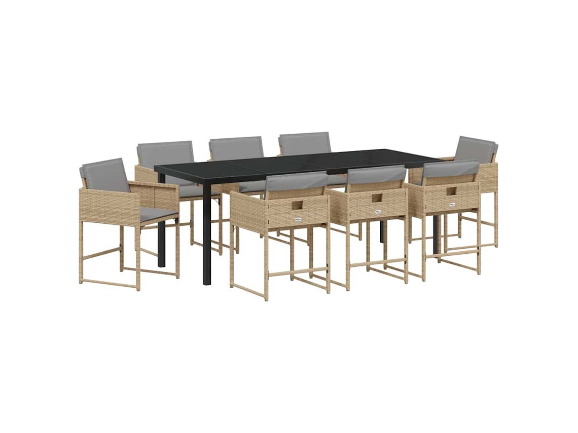 Maison Exclusive - Conjunto De Comedor De Jardín 9 Pcs Beige Ratán Sintético