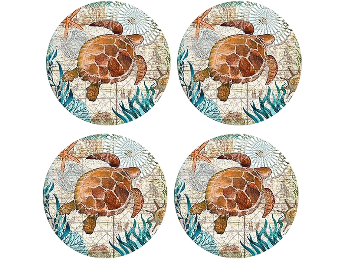 Posavasos de piedra con soporte, base de corcho con temática de playa tropical, para regalos de nuevo hogar NEVEANCE