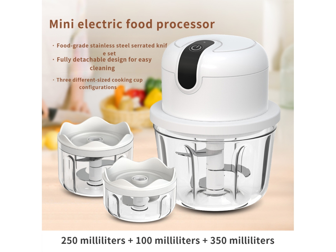 Juego De Mini Procesadores De Alimentos Eléctricos Con Capacidades De 250 Ml, 100 Ml Y 350 Ml, Adecuados Para Ajo, Carne, Verduras Y Otros I