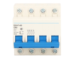 Disyuntor HKJ Mini de 4 polos y 63 A con protección contra sobrecorriente para uso residencial, 400 V