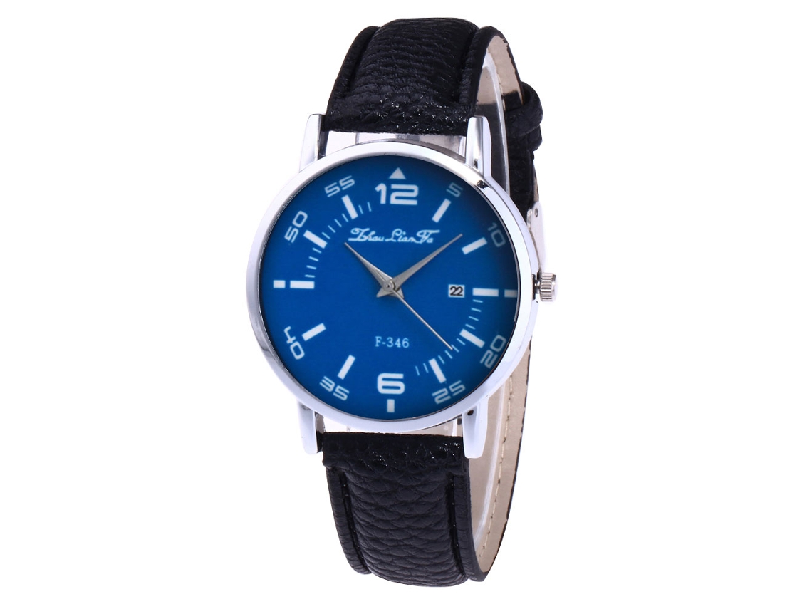 Reloj De Pulsera Analógico De Cuarzo Para Hombre Y Mujer Dial Redondo Negro Zhoulianfa