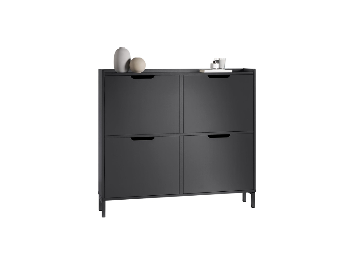 Fsr100-Sch Zapatera Estrecha con 4 Solapas Negro SOBUY