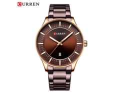 Reloj De Cinta De Acero (café Dorado) Con Gran Esfera, Calendario, Estilo Empresarial, Resistente Al Agua, Para Hombres