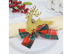 Anillo decorativo para mantel navideño con forma de casco dorado