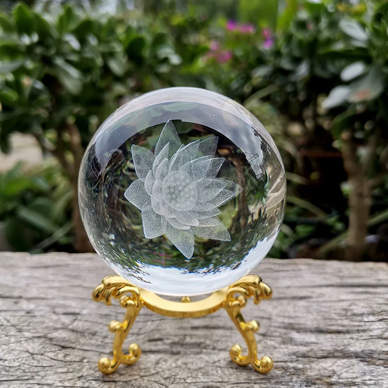 (estilo 20 60 Mm) Bola De Cristal De 60 Mm, Esfera De Vidrio Tallada En 3d, Pisapapeles Con Base.