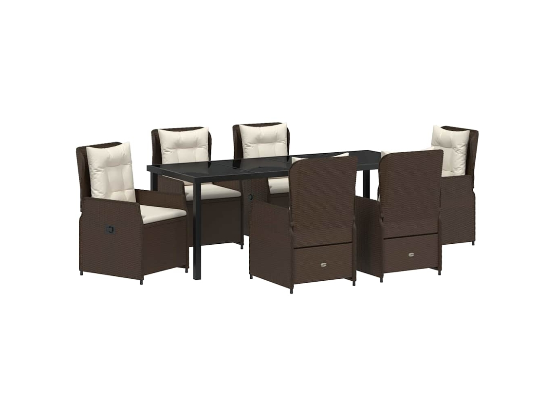 Maison Exclusive - Conjunto De Comedor De Jardín 7 Pcs Marrón Ratán Sintético