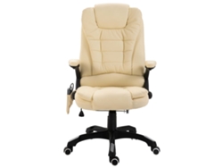 Silla De Oficina | Silla De Trabajo | Silla De Escritorio De Masaje De Cuero Sintético Color Crema Wsd414819