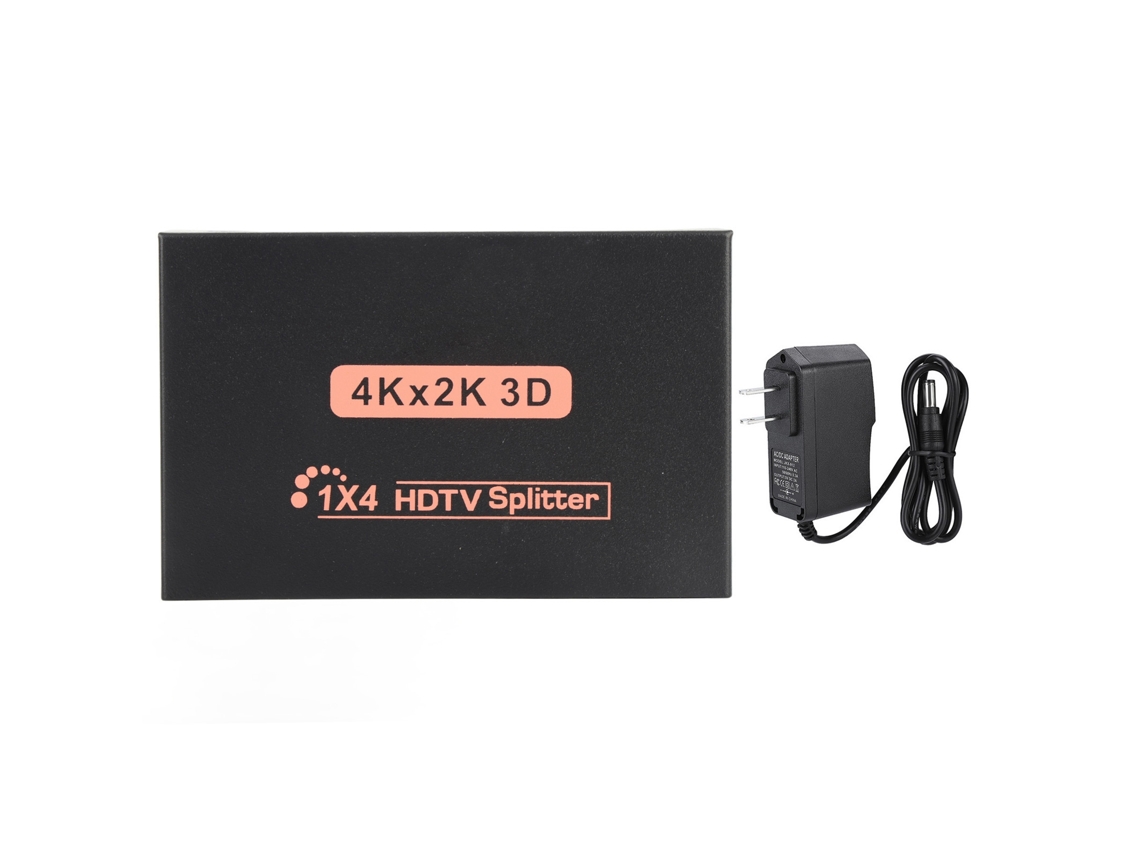Divisor HDMI D2026n, 1 entrada, 4 salidas, 4K (3840x2160), distribuidor de audio y video con cargador.