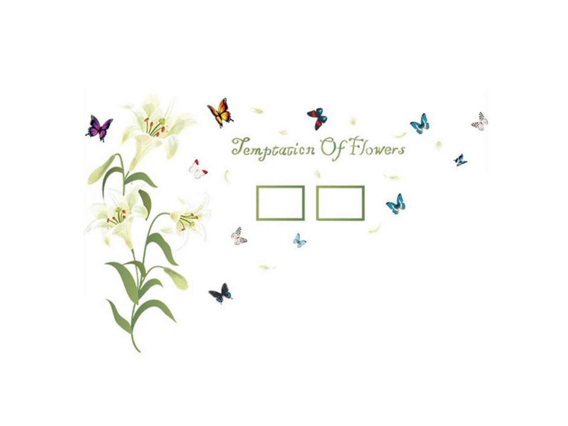 Adhesivo De Pared Removible De Lirio Y Mariposa Para Sala De Estar, Dormitorio Y Decoración Del Hogar.