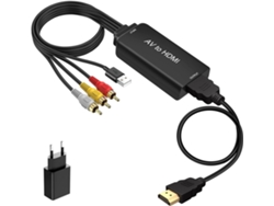Convertidor compuesto CVBS AV a HDMI Cable AV y HDMI 1080p incluido Compatible con PS2, Wii, GC, STB, VHS/VCR, DVD, Proyector, Cámara, Computadora portátil Yuysan