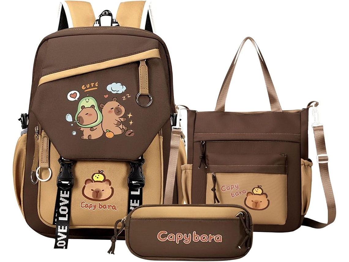 Mochila con forma de cerdo de agua para niñas, bonito set de útiles escolares para niños Gokoco