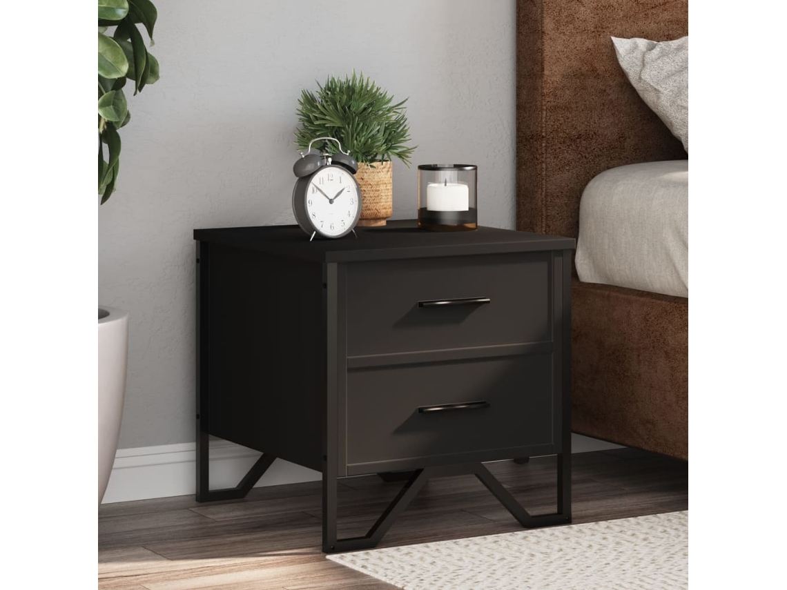 Mesilla de noche | Mesilla de noche | Mueble de noche 40x41x40 cm Derivados de madera Negro