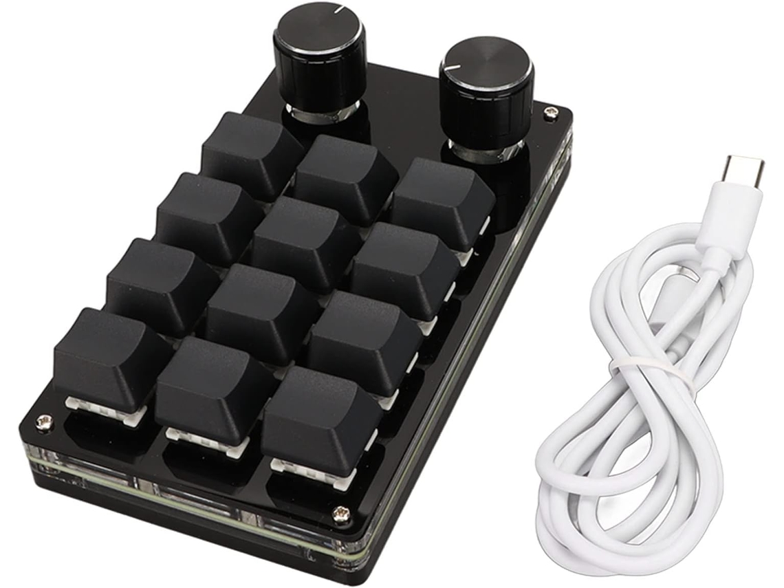 Teclado Mecánico Programable De 12 Teclas Con Retroiluminación Rgb E Interruptores Azules Para Oficina Y Juegos.
