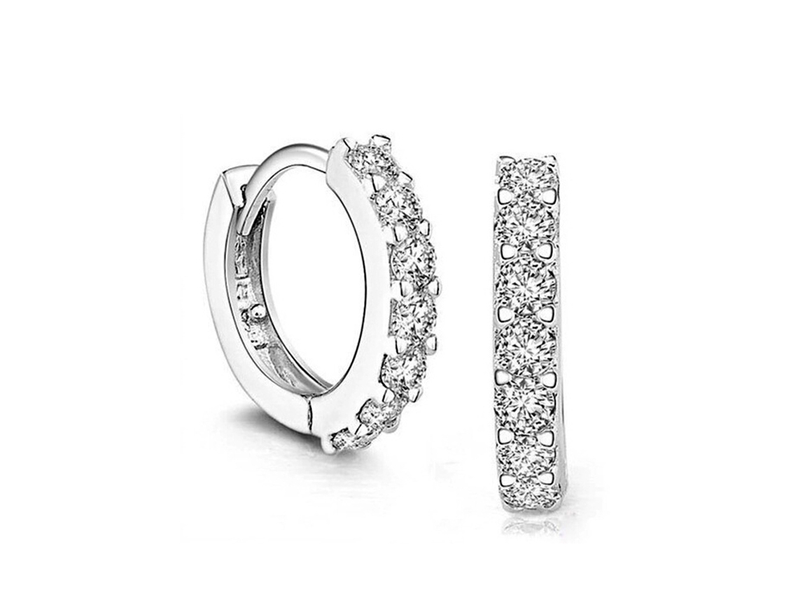 Pendientes De Aro De Plata De Ley 925 Con Cristales Para Mujeres Y Niñas.