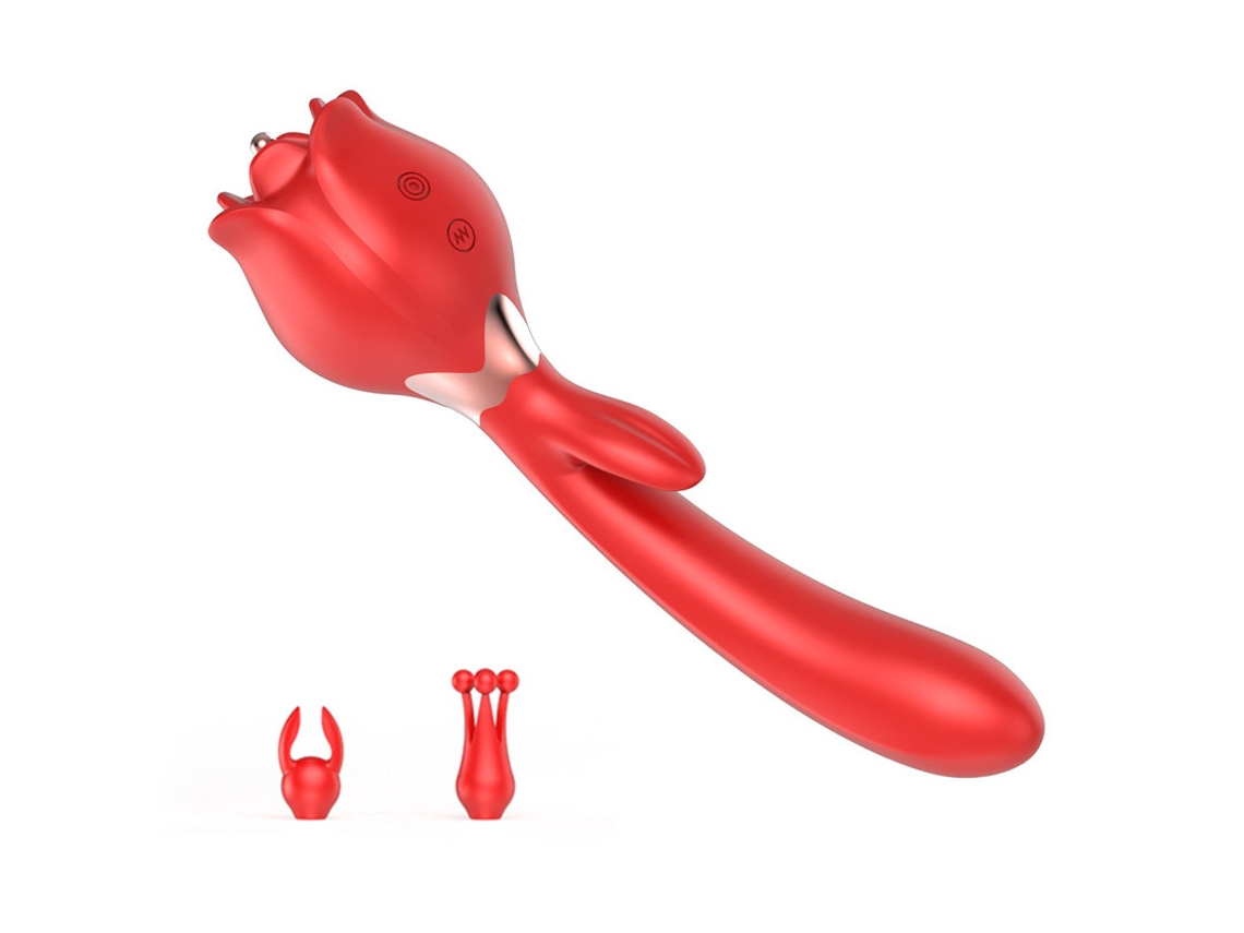 Vibrador oscilante multifrecuencia 2 en 1 para mujer (rojo) YIZHOOD