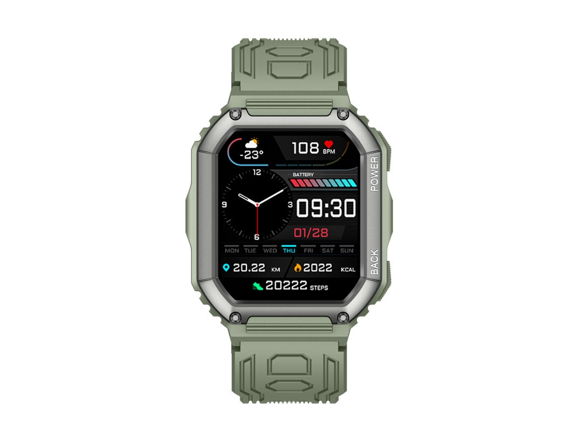 Reloj inteligente militar para hombre, resistente al agua hasta 5 ATM, para deportes al aire libre, compatible con Android y iPhone, color verde, Yizhood