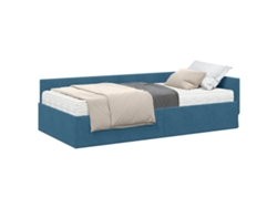 Maison Exclusive - Estructura De Cama Esquina Con Colchón 2 Pcs Azul Terciopelo