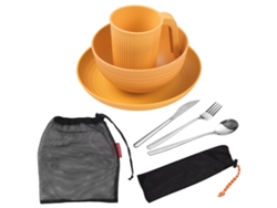 Juego De Utensilios De Camping Para 1 Persona Con Plato, Cuenco, Taza Y Cubiertos De Acero Inoxidable. Ideal Para Acampadas Y Picnics.