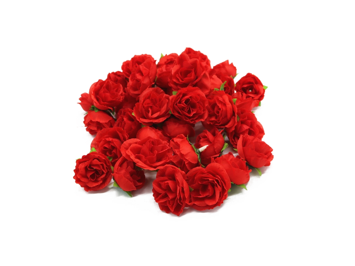 Baok - 50 rosas artificiales de seda reutilizables, cabezas de rosas simuladas para bodas y fiestas, color rojo.