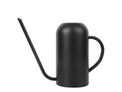 Regadera de acero inoxidable de 1,5 l con pico largo para flores y plantas de jardín, color negro