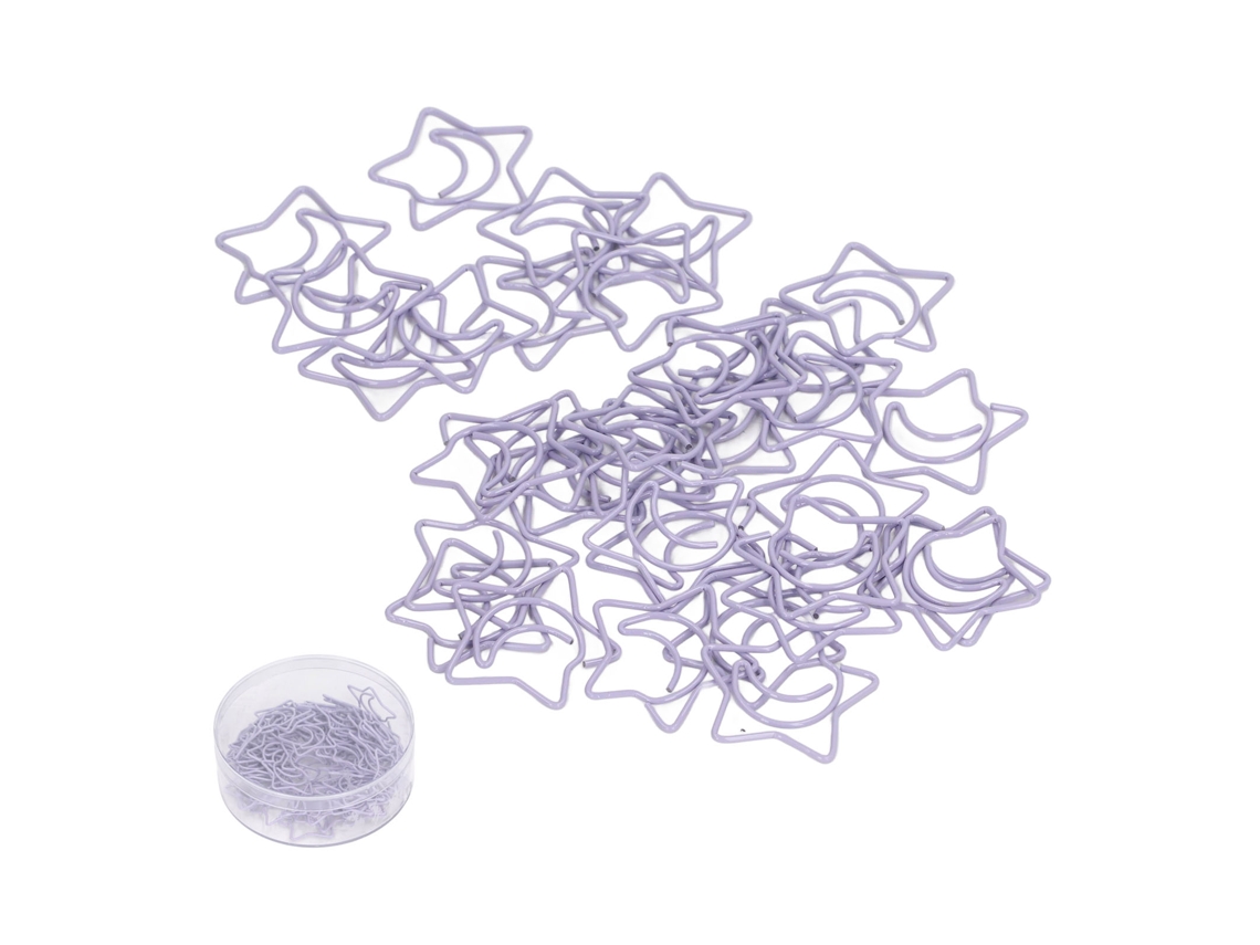 100 clips de papel morados resistentes y portátiles con forma de estrella para oficina, clasificación de archivos y notas.