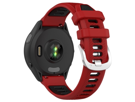 Correa Smartwatch para Garmin Forerunner 265S Correa Deportiva de Silicona de 18mm con Hebilla de Acero Bicolor (Rojo + Negro)