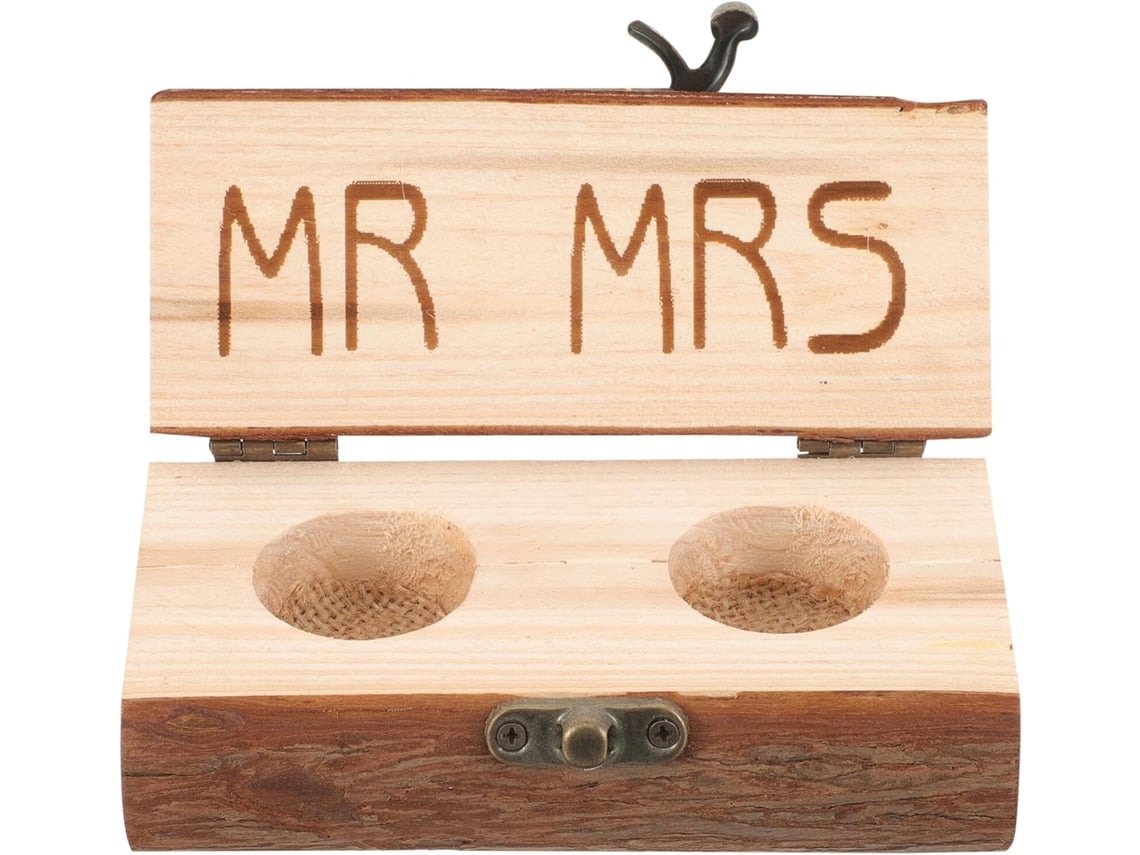 Caja Rústica De Madera Para Anillos, Pequeña Caja Para Anillos Para Ceremonia De Boda.