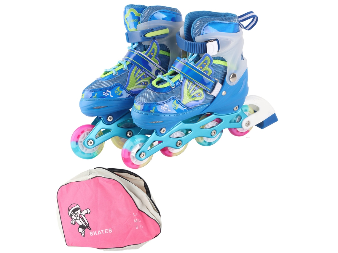 2026-patines En Línea Ajustables Azules Con Ruedas Iluminadas Transpirables Para Niños Exteriores