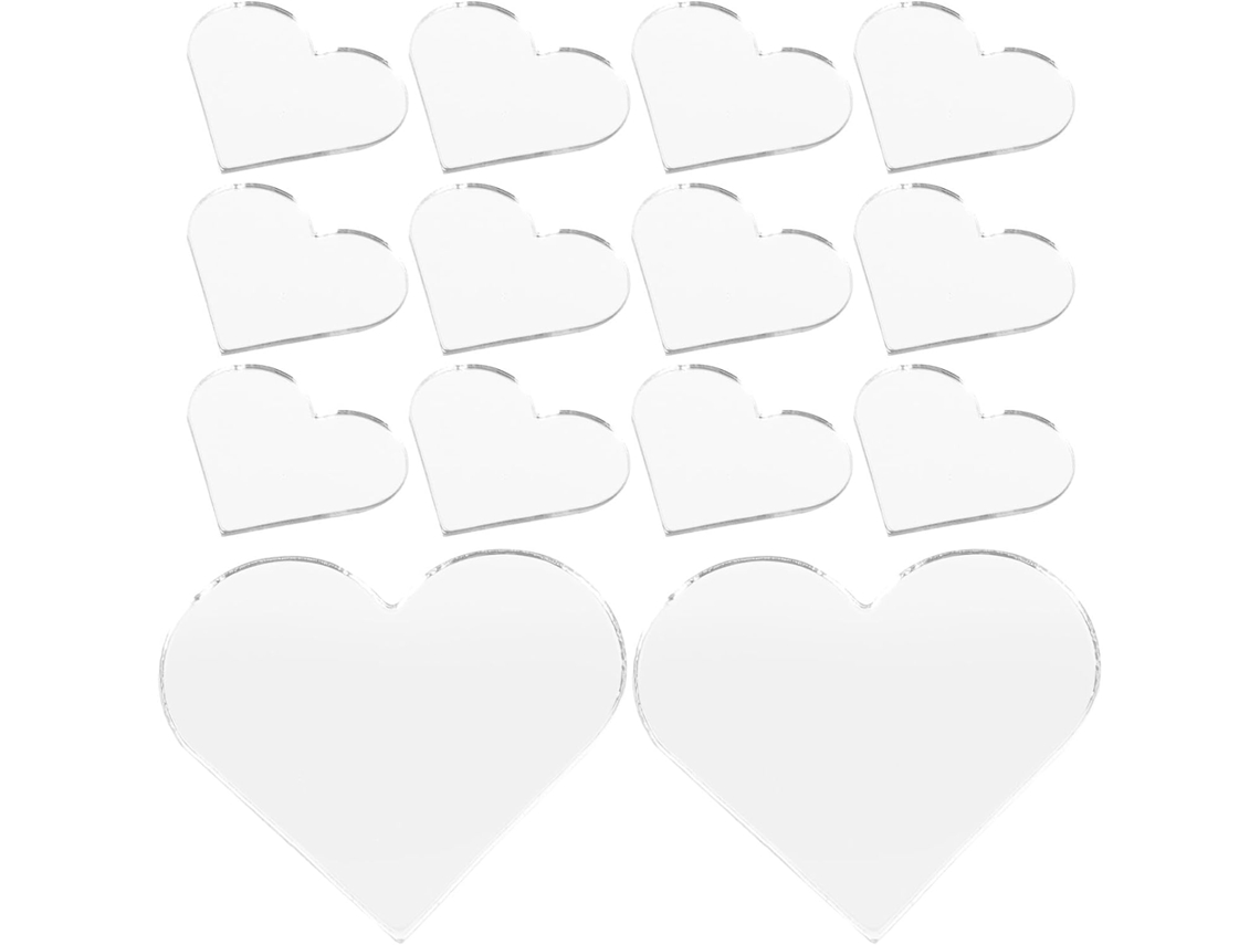 Paquete 100 Pegatinas Pared Reflectantes Acrílico Forma Corazón Plateado Calcomanías Adhesivas Modernas