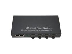 Switch De Fibra Ethernet Sfp Com 4 Portas Ópticas E 2 Elétricas, Alcance Até 120km, 10/100/1000m, Plug Eu