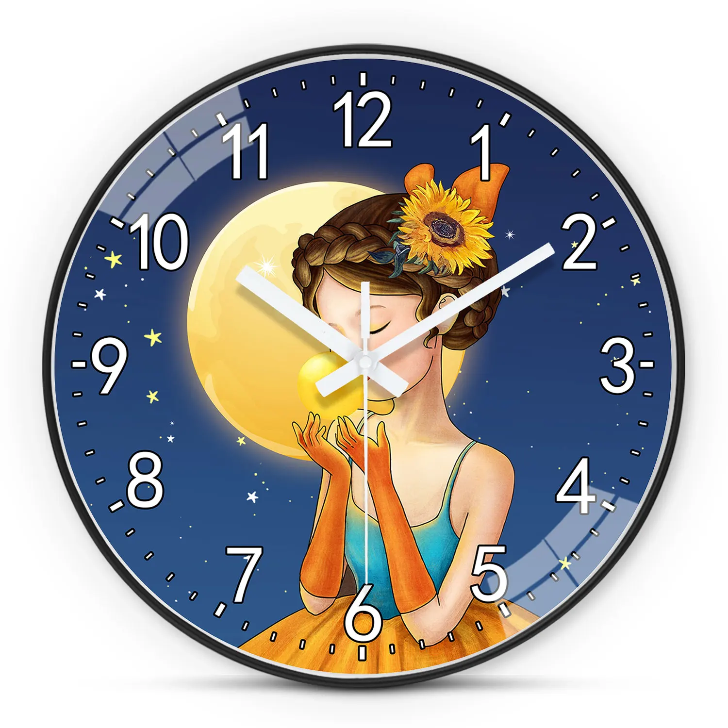 Relógio De Parede Feminino De Plástico Com Tema De Céu Noturno (16 Polegadas), Silencioso, Sem Tique-taque, Alimentado Por Pilhas Aa.