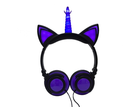 Auriculares Cute Cat Ear Kit Girls Tablet Niños Diadema Plegable Over Ear Game Black Purple