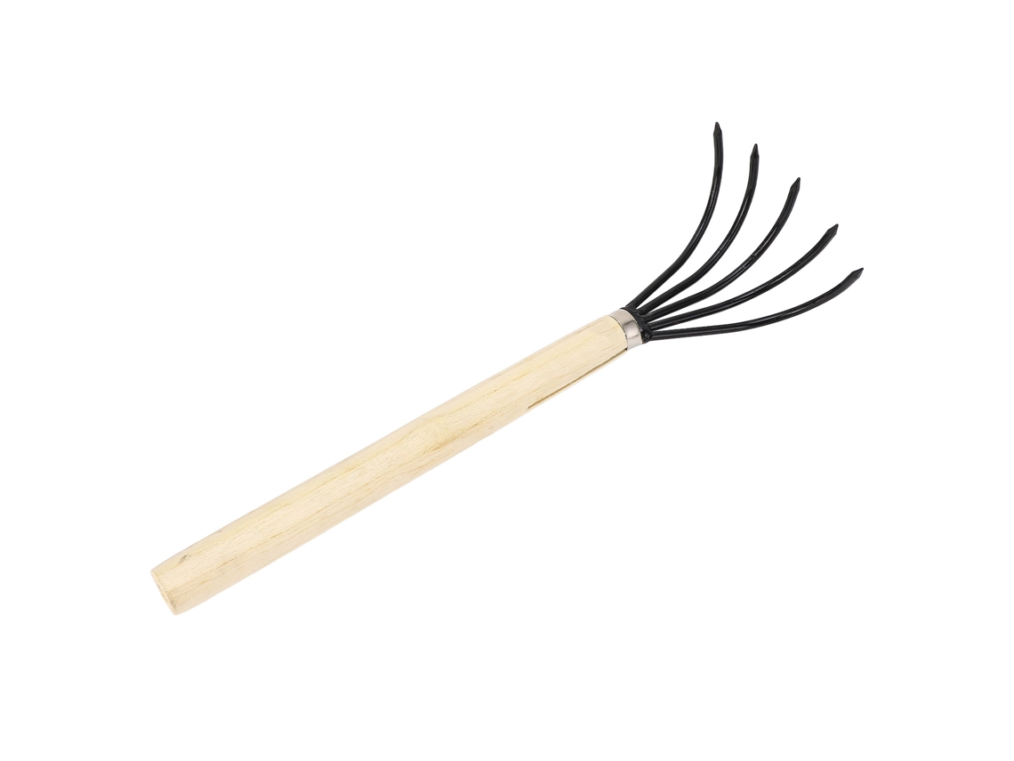 Rastrillo De Mão Jardim Com 5 Dentes De Aço, Cabo De Madeira, Design Ergonômico, Arado Para Suelo Suelto