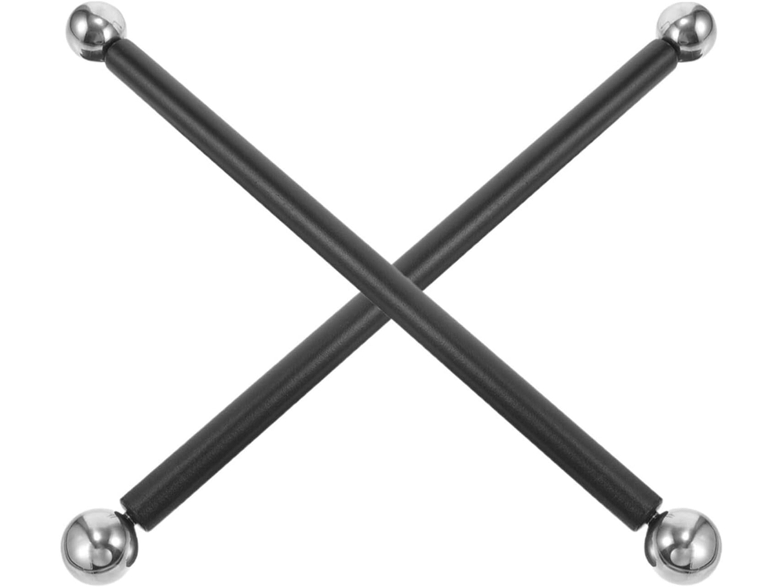 Juego De 2 Brazos Cruzados De Metal Negro Para Lámparas De Pie De Exterior, 41 Cm, Con Bola Plateada