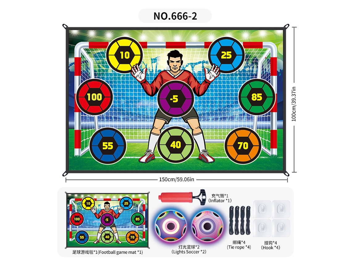 Set de entrenamiento de fútbol Eifson con zonas de puntuación y 2 balones luminiscentes de colores (02)