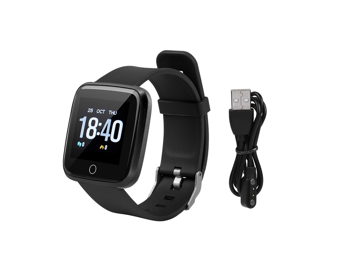 Pulsera inteligente Y7 de silicona negra con monitor de frecuencia cardíaca | EOOCOO