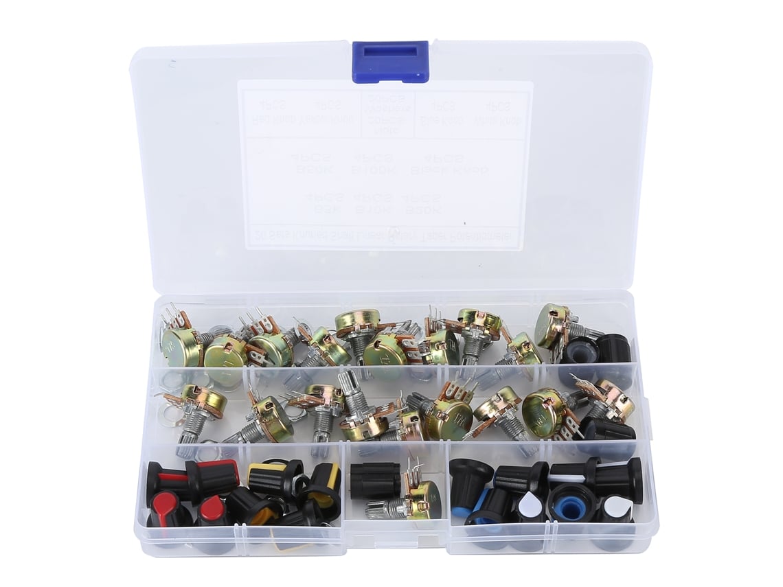 Kit De 80 Potenciómetros B5k B10k B20k B50k B100k Lineal Con Perilla Para Control De Audio Y Guitarra