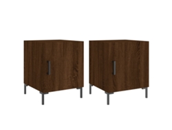 Juego de 2 Mesitas de Noche 40x40x50 cm Derivado Madera Roble Marrón MAISON EXCLUSIVE