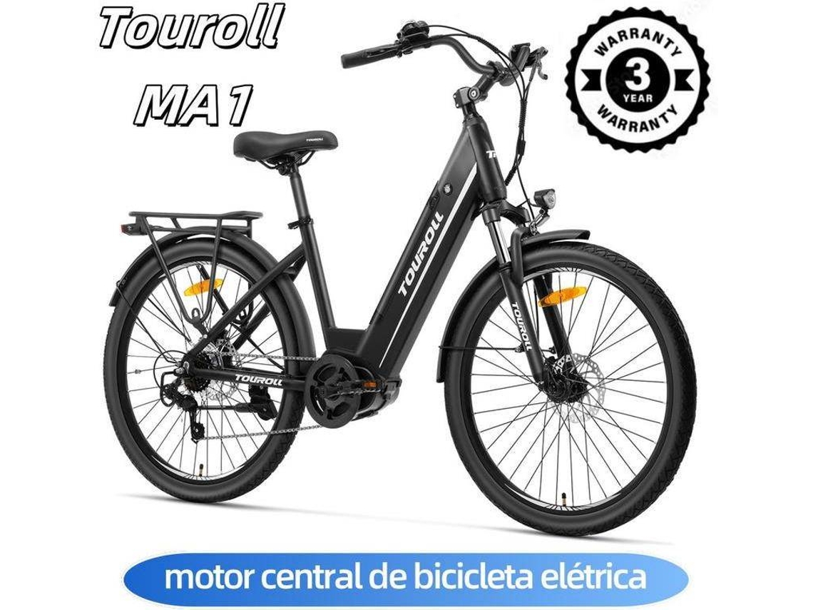 Bicicleta Eléctrica Touroll Ma1 Motor Central 250w 36v 13ah Neumáticos 26 Velocidades 25km/h Autonomía 110km Frenos de Disco Hidráulicos Suspensión Bloqueable